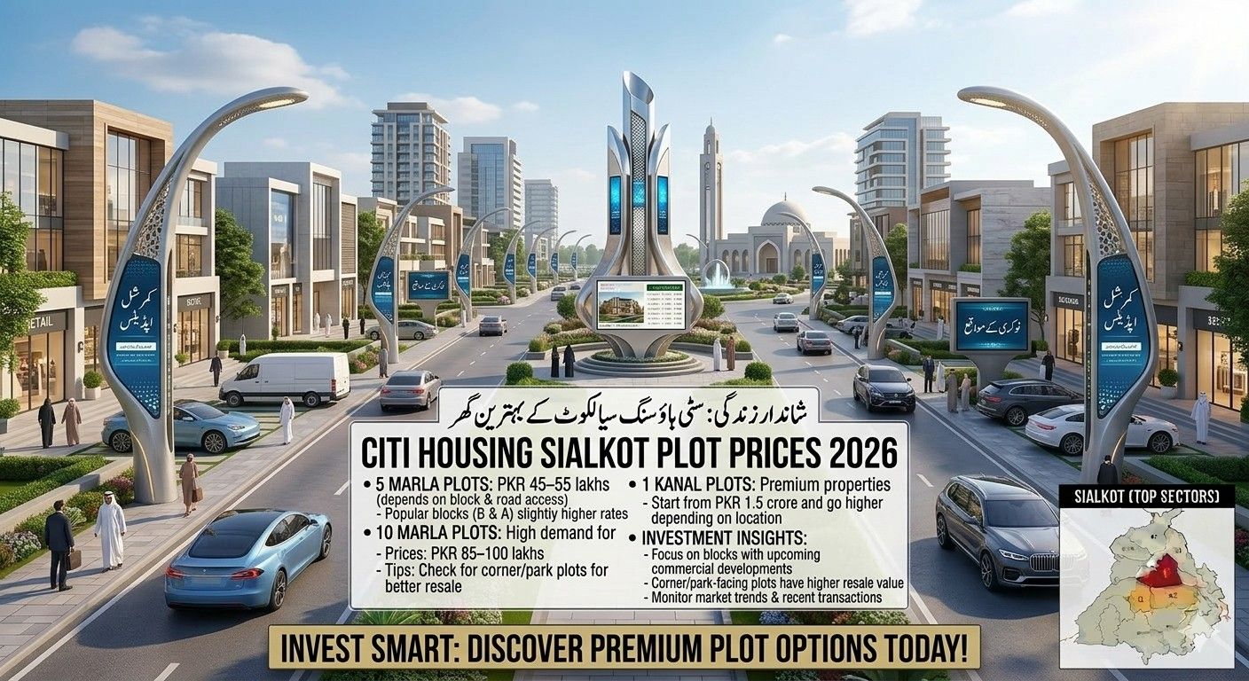 Citi Housing Sialkot plot prices 2026